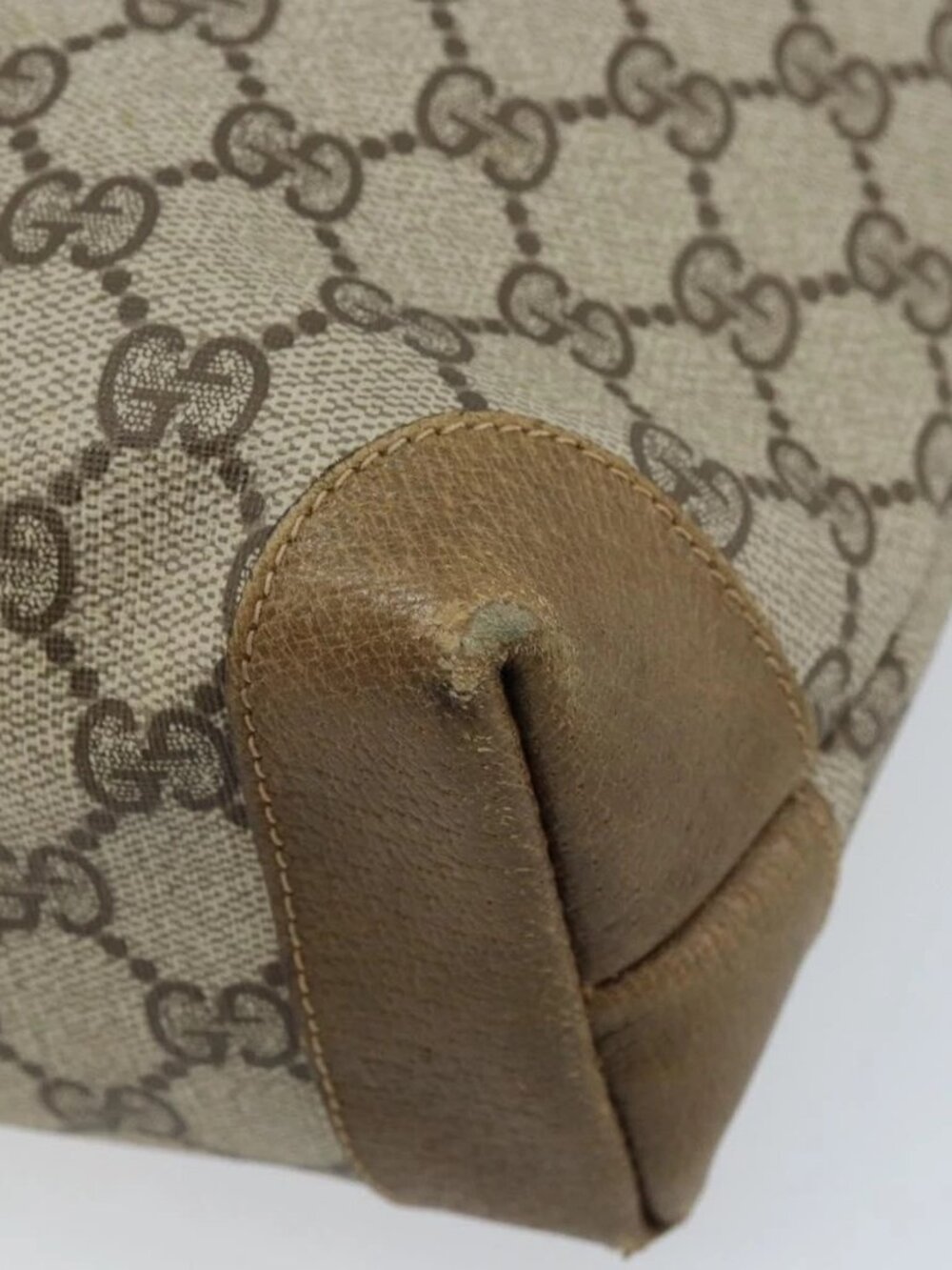 GUCCI GG Supreme Tote Bag PVC Beige Gold Auth gh1804 - Picture 12 of 15